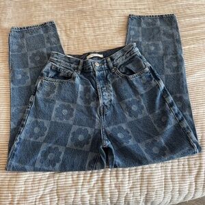 PacSun Floral Patterned Blue Jeans